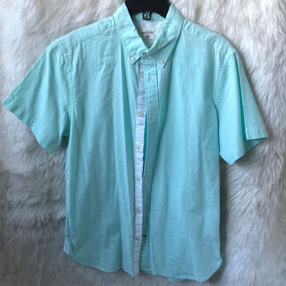 GAP Mens Green Short Sleeve Dress Shirt Size Med